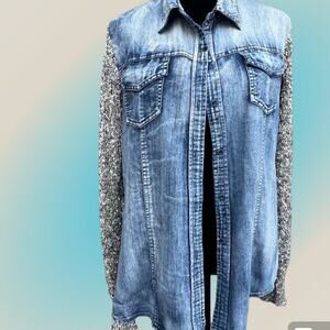 Avalin women’s  L-Jean Jacket with knit sweater sleeves & back